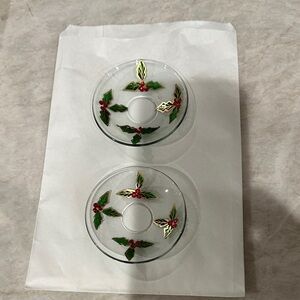 Festive Glass candle rings with Holly Design